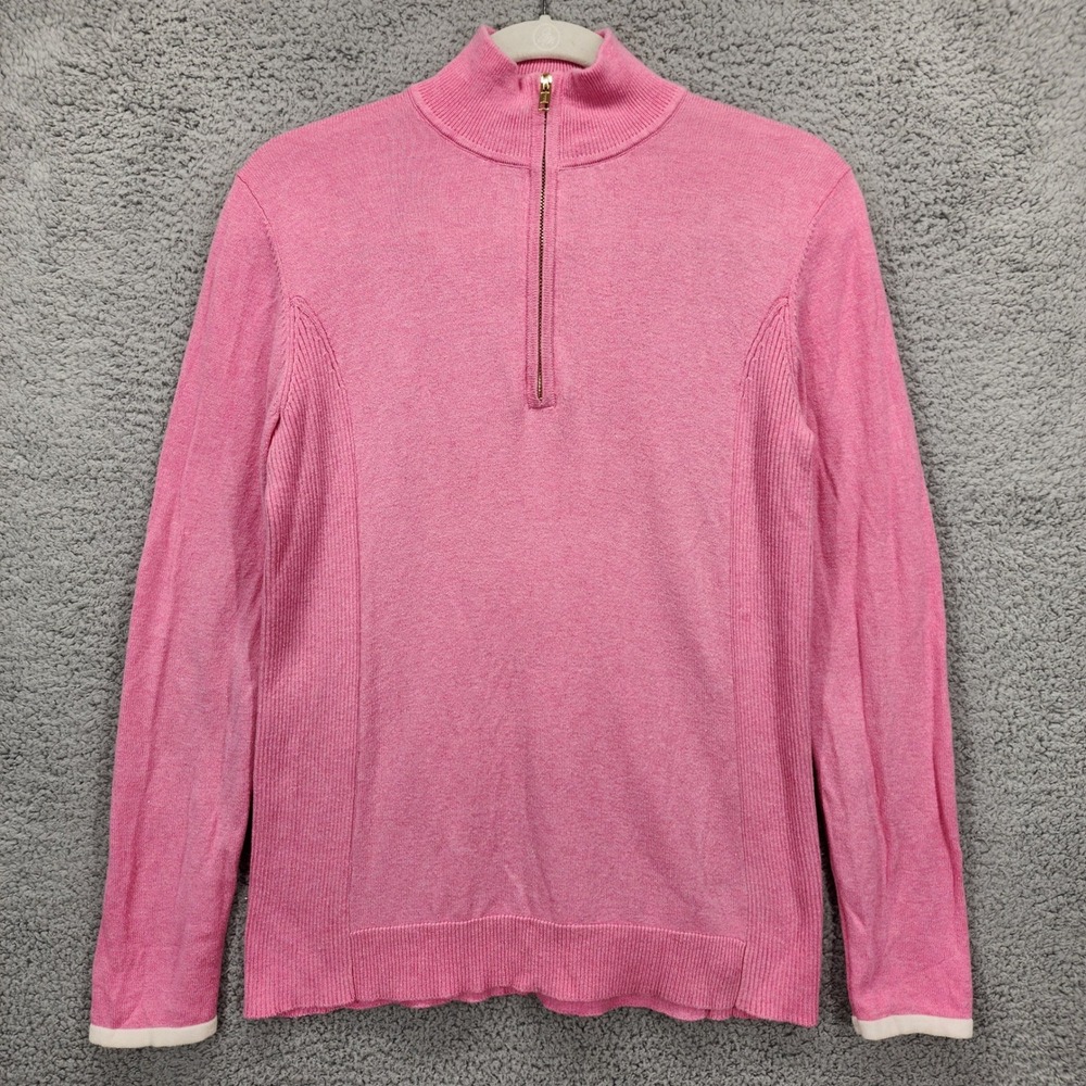 Alashan Pink Cotton Cashmere Blend Quarter Zip Sweater Women's Size Small